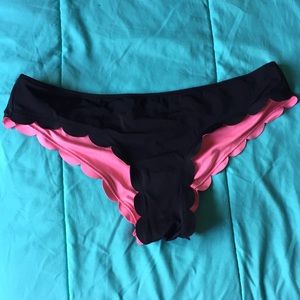 Black Scalloped Swim Bottoms